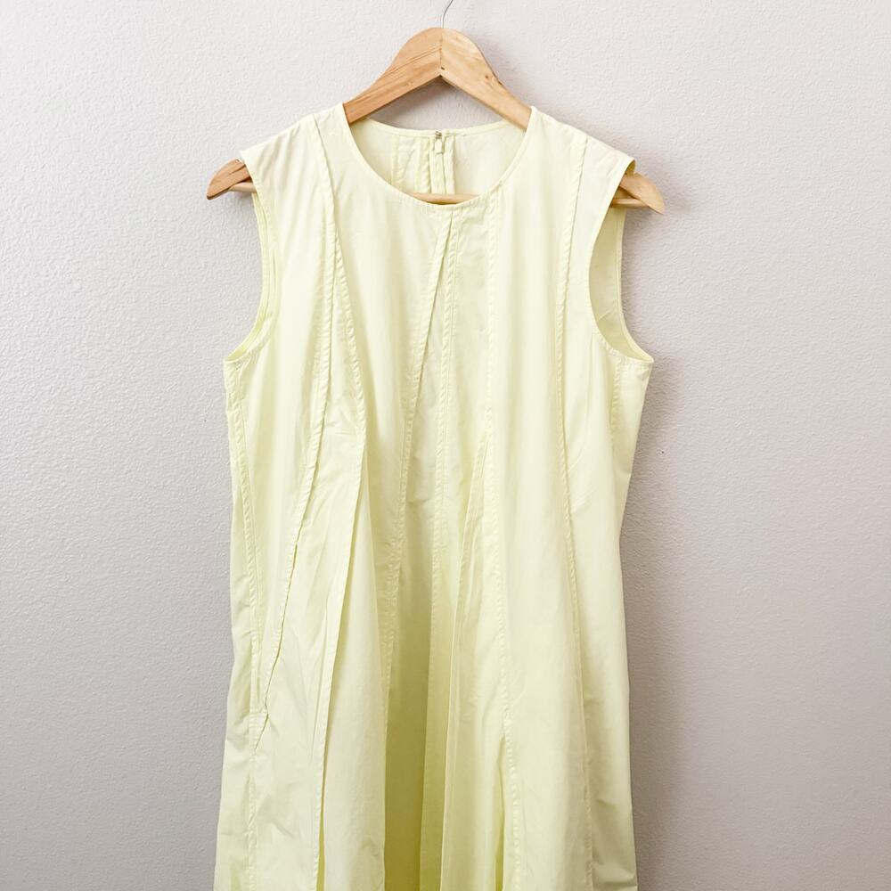 COS | Cotton Yellow Maxi Full Skirt Sleeveless Long Pleated Tailored | Large